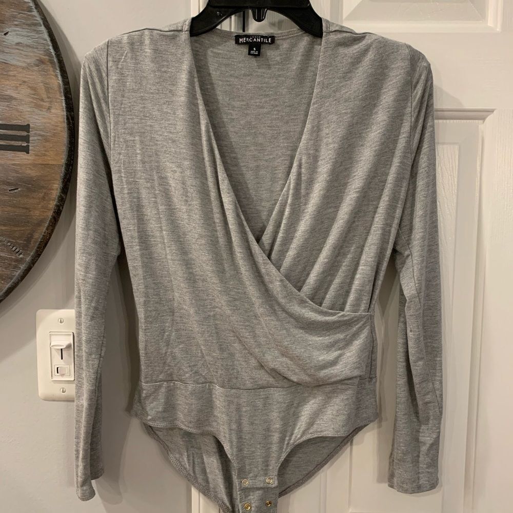 J Crew Mercantile Jersey Wrap Bodysuit sz S